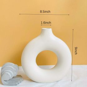 1pc; Modern Home Decor, White Ceramic Circle Vase (Color: Ivory White, size: XL)