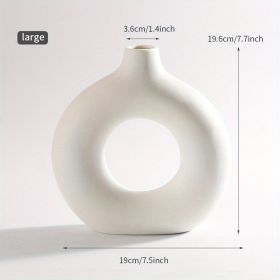 1pc; Modern Home Decor, White Ceramic Circle Vase (Color: Ivory White, size: large)