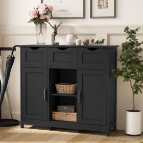 Accent Wooden Storage Cabinet with Drawers and Shelves (Color: as Pic)