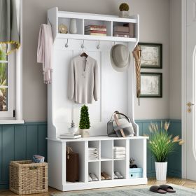 Entryway Hall Tree with a 3-in-1 Design (Color: White)