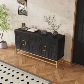 Retro Style Sideboard with Adjustable Shelves (Color: Black, Material: MDF)