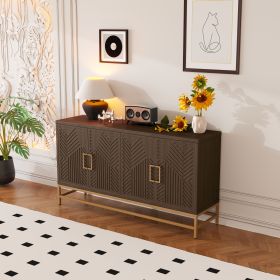 Retro Style Sideboard with Adjustable Shelves (Color: Espresso, Material: MDF)