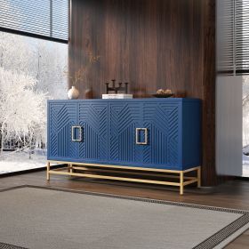 Retro Style Sideboard with Adjustable Shelves (Color: Navy, Material: MDF)