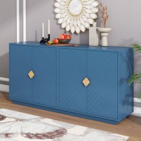 Modern Functional Large Storage Space Sideboard (Color: Navy blue, Material: MDF)