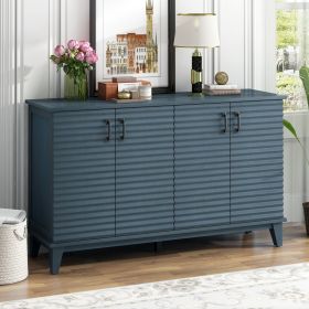 Large Sideboard with Adjustable Shelves and Metal Handles (Color: Navy, Material: MDF)