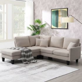 Terrycloth Modern Sectional Sofa (Color: Beige)