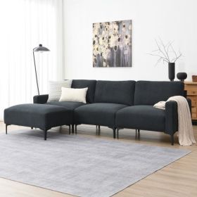 Modern L-shaped Sectional Sofa with Convertible Ottoman (Color: Dark Gray)