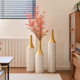 Decorated White Metal Floor Vases (Color: as Pic)