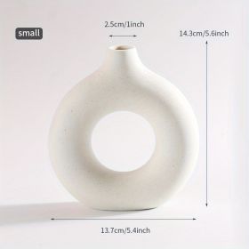1pc; Modern Home Decor, White Ceramic Circle Vase (Color: Beige, size: small)