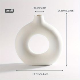 1pc; Modern Home Decor, White Ceramic Circle Vase (Color: Ivory White, size: small)